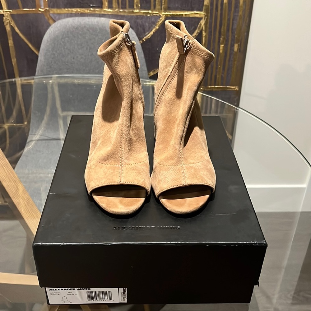 Alexander Wang Lena suede open toe booties